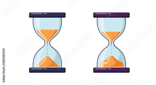 Hourglass sand timer device measuring passing time through falling grains a visual representation of time flow