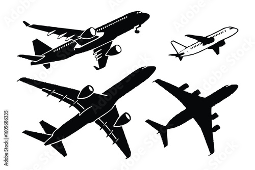 Aviation Silhouette: A collection of sleek aircraft silhouettes soaring against the sky, showcasing the beauty and power of flight.