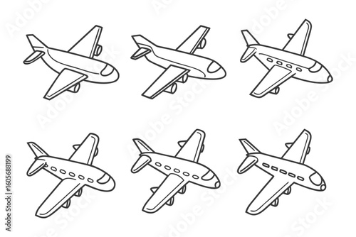 Airplanes in Flight: A meticulously illustrated graphic showcases various airplane designs in graceful flight, inviting viewers to envision journeys across the boundless skies. 
