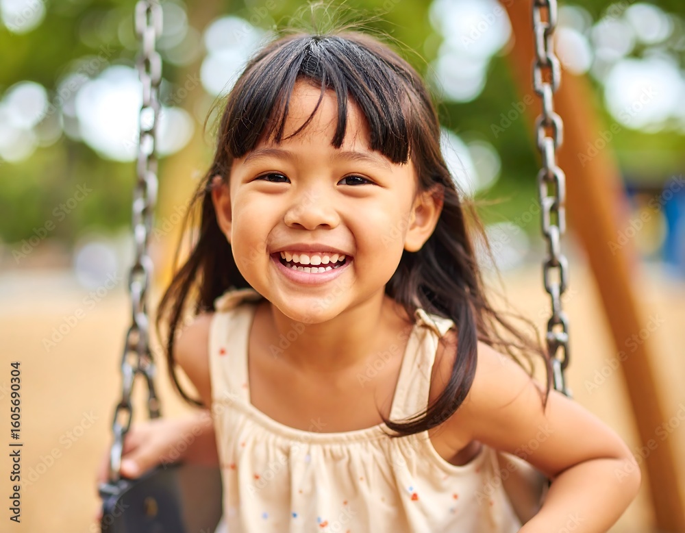 A joyful girl on a swing A joyful girl on a swing