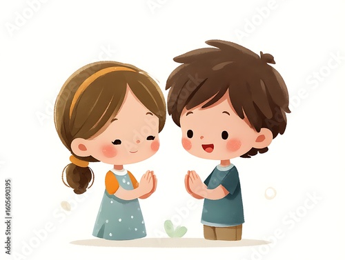 Cute kids praying