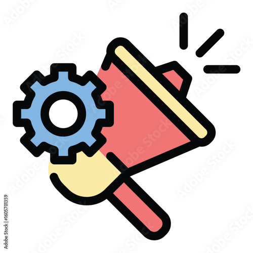 Campaign icon flat line style illustration representing organized efforts and promotional strategies, suitable for marketing projects, political initiatives, and awareness programs