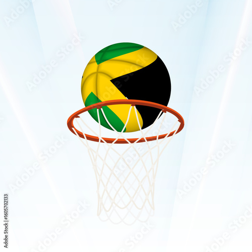 Jamaica Flag Basketball Scoring Through Hoop.