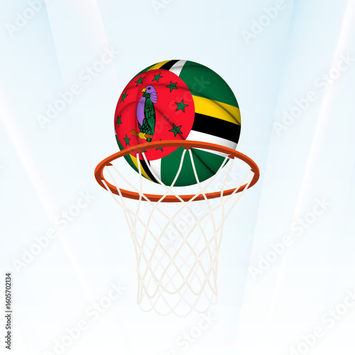 Dominica Flag Basketball Scoring Through Hoop.