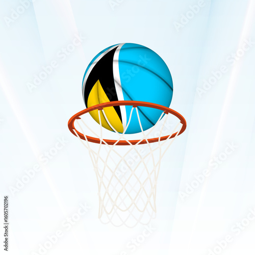 Saint Lucia Flag Basketball Scoring Through Hoop.