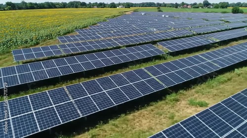 Solar panels arranged in rows