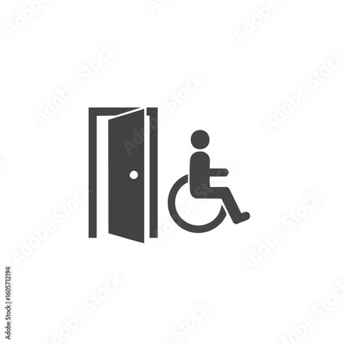 Vector illustration of accessible door symbol flat style on white background, inclusive access sign