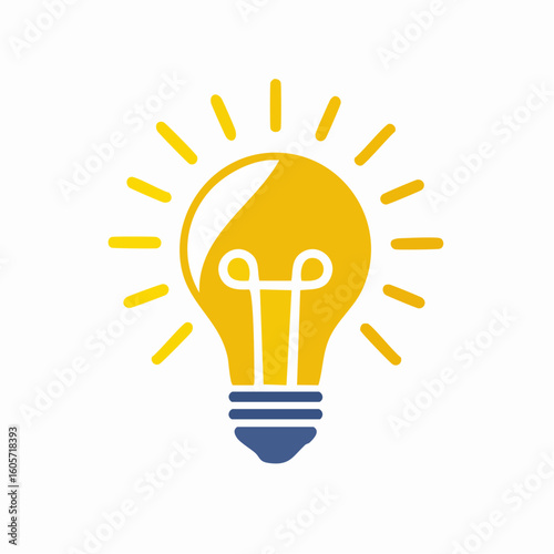 Bright yellow lightbulb radiating energy, symbolizing innovation and brilliant ideas.