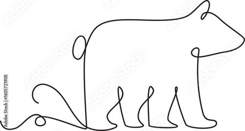 Cute Bear one continuous line drawing,isolated on white background