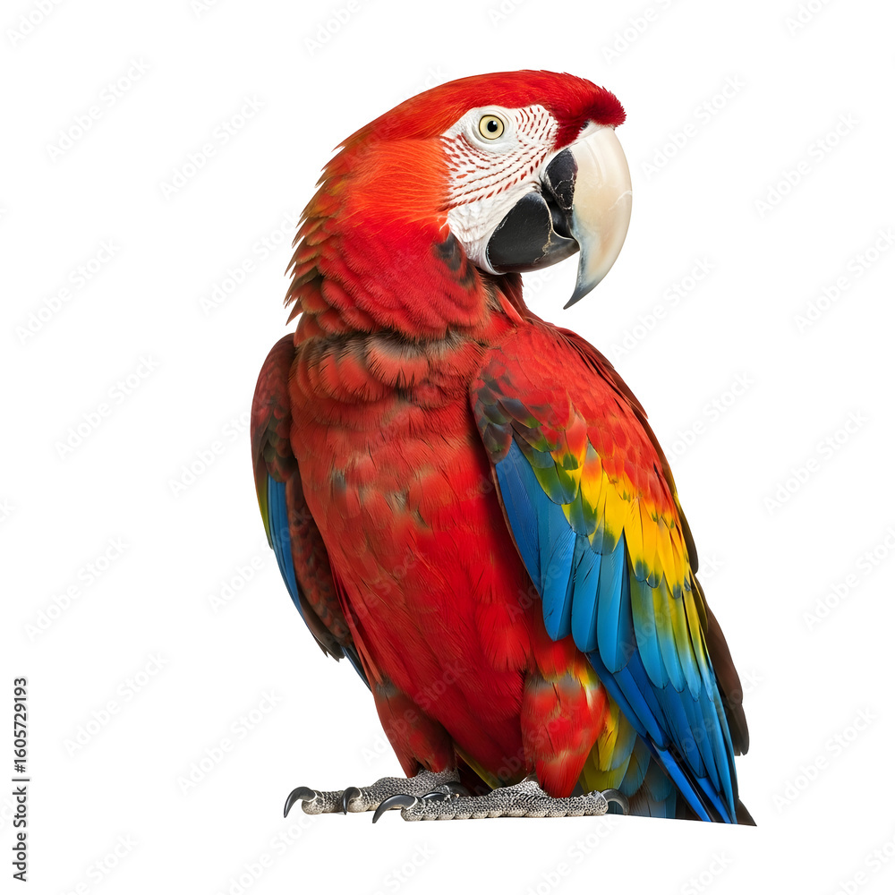 Fototapeta premium Vibrant Scarlet Macaw Profile Portrait.