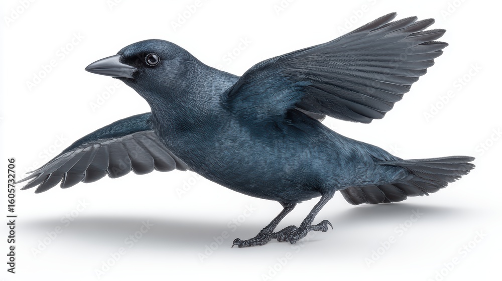 Fototapeta premium Crow Bird, Wildlife, Raven Animal, Bird Flying, Wings