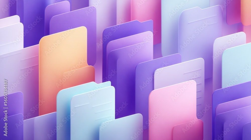 Fototapeta premium File Folders Abstract - Pastel Colors, Organization, Documents