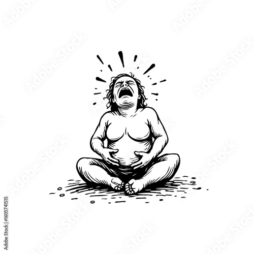 Emotional expression through art: a stark depiction of despair and internal suffering in an illustration of anguish, sadness, and hopelessness
