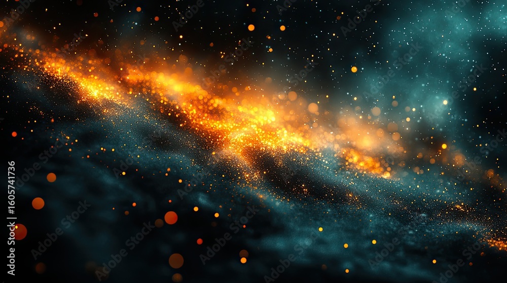 Fototapeta premium Spectacular cosmic nebula with swirling orange and blue hues in a dark universe