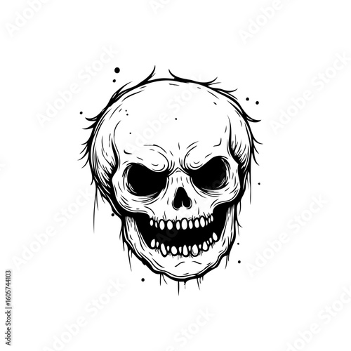 Skull illustration black and white design evokes mortality human anatomy halloween decoration symbolic representation perfect creative