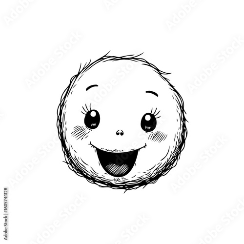 Cute and whimsical baby face illustration with happy expression showcasing innocence and joy through sketch style