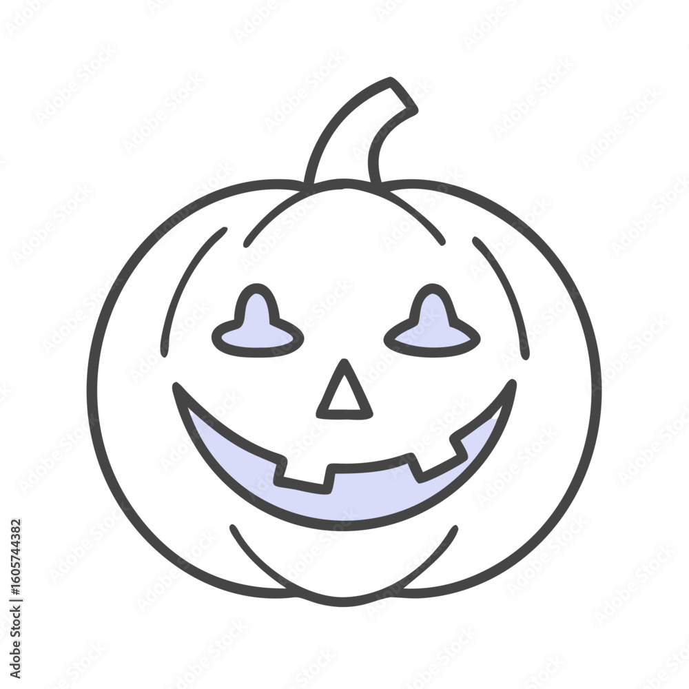 Obraz premium Vector art of a simple line art jackolantern smiles isolated on white background