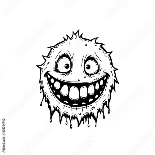 Cartoon monster with exaggerated features and mischievous expression perfect for halloween themed illustration and digital art