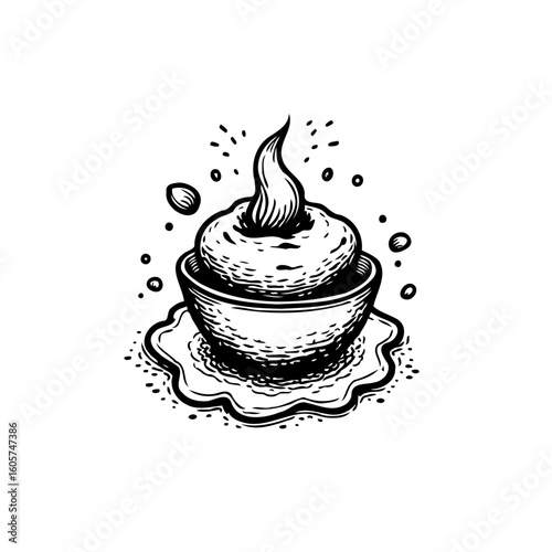Illustration showcasing a delectable dessert treat in bowl adorned with whimsical sprinkles and delightful design