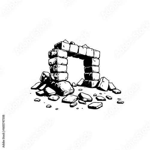 Ancient stone archway illustration depicting ruins standing as a testament to time and history
