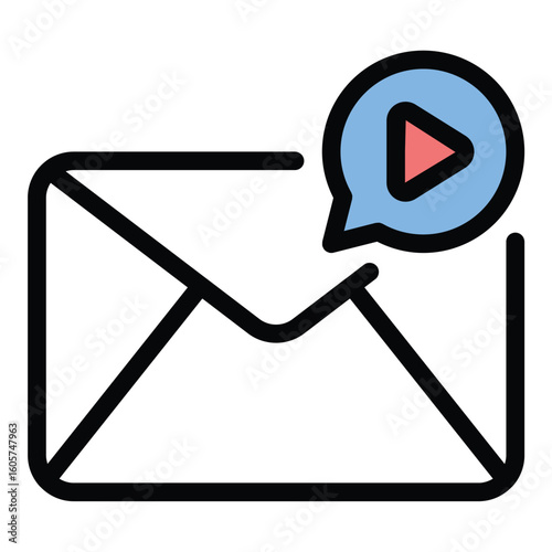 Advertisement mail icon flat line style illustration representing promotional email and direct marketing, suitable for email campaigns, digital outreach, and newsletter branding projects
