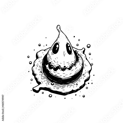 Whimsical halloween ghost illustration with a playful expression perfect for festive season and decoration