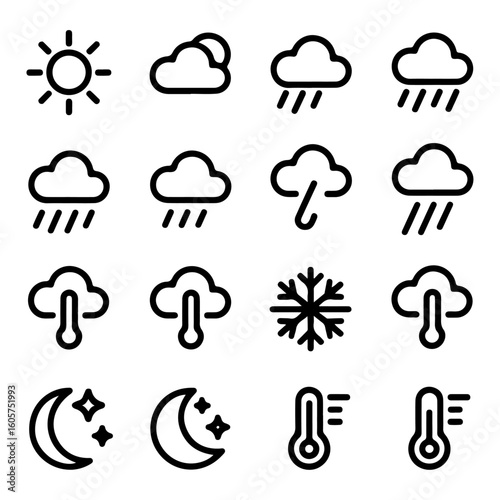 Quality full and unique Weather and meteorology line icon set