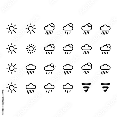 Quality full and unique Weather and meteorology line icon set