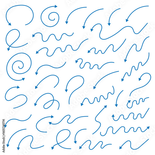 Hand drawn arrow vector icons set. sketch arrow design for business plan and education.