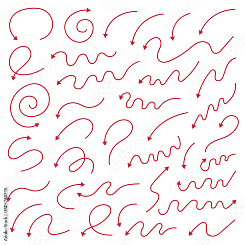 Hand drawn arrow vector icons set. sketch arrow design for business plan and education.