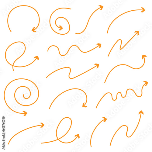 Hand drawn arrow vector icons set. sketch arrow design for business plan and education.