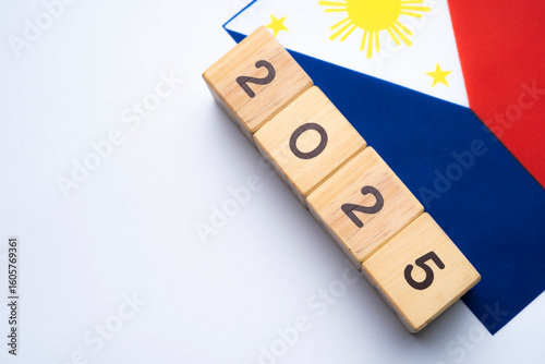 2025, Philippines, Philippines flag with date block, Concept, Important events for Philippines in the new year, election, economy, social activities, central bank, Philippines foreign policy