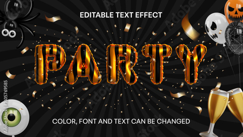 halloween party balloons editable text effect	