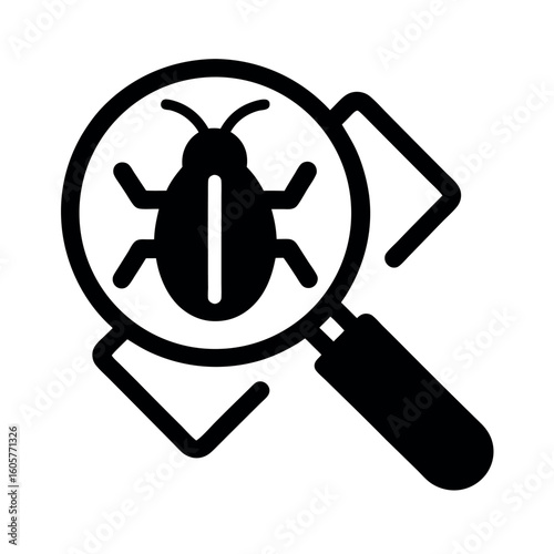 Bug in Code with Magnifier Icon Vector Illustration