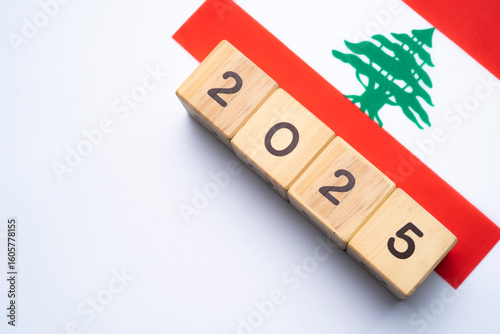 2025, Lebanon, Lebanon flag with date block, Concept, Important events for Lebanon in the new year, election, economy, social activities, central bank, Lebanon foreign policy