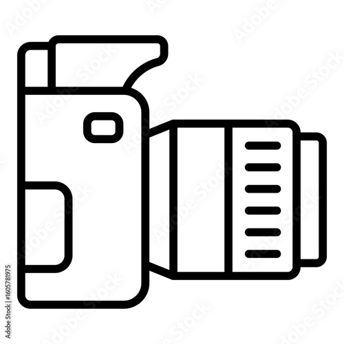 side view camera outline icon for photo capture or video shooting