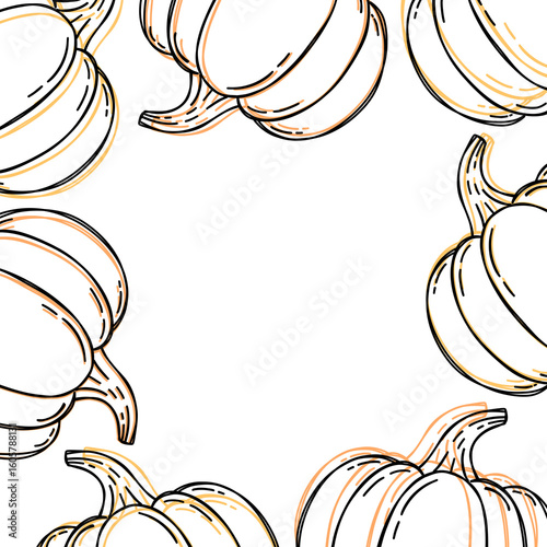 Frame of line drawings of pumpkins