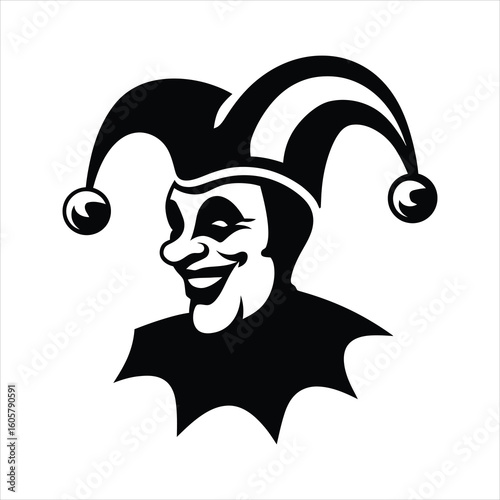 Jester Silhouette Vector – Court Jester Clown Head Icon