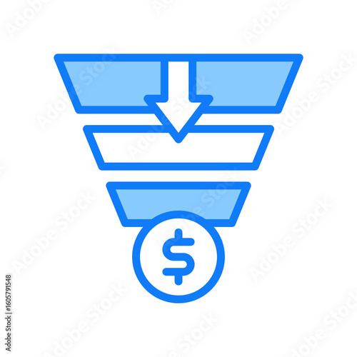 Sales Funnel blue icon 