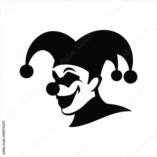 Jester Silhouette Vector – Court Jester Clown Head Icon
