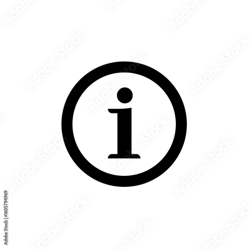 Information icon with a lowercase "i" inside a circle, isolated on a white background.