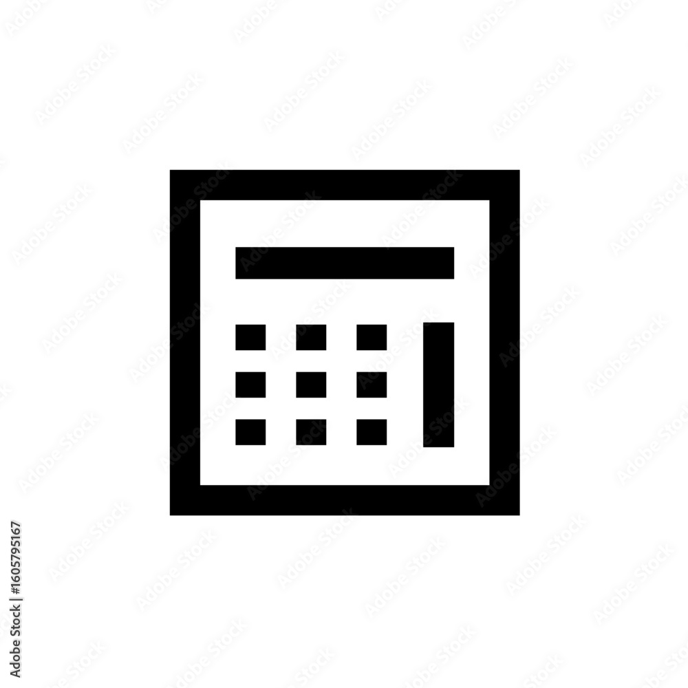 Simple black and white icon of a calculator. Simple black and white icon of a calculator.