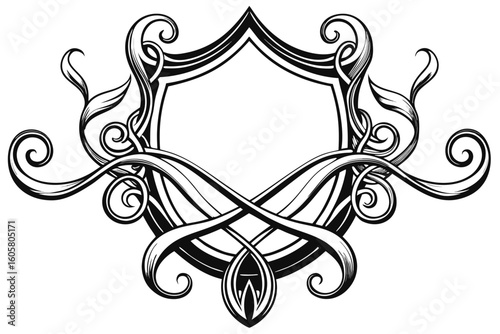 Abstract vintage floral ornament pattern with elegant scroll leaf and flower elements for wedding decor