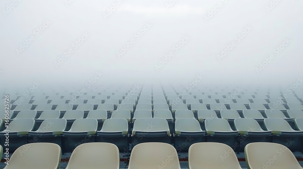 Fototapeta premium Rows of empty seats await the next big event in a grand stadium under the bright sky