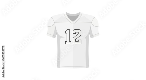 An illustration of an American football jersey, displaying number twelve with padding details for sport design projects