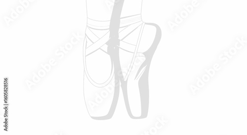 Elegant Ballet Pointe Shoes Illustration Showcasing Graceful Lines and Delicate Details in Soft Tones