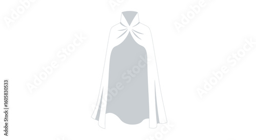 Minimalist depiction of a pristine white cape, evoking notions of fantasy, mystique, and grace, through its simple form and elegant drapery