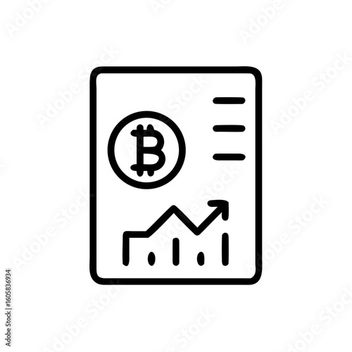 Digital icon depicting the upward trajectory of the Bitcoin, signaling growth in the world of digital finance. 