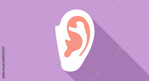 Anatomical Ear Illustration with Flat Design Style for Audiology and Healthcare Concepts