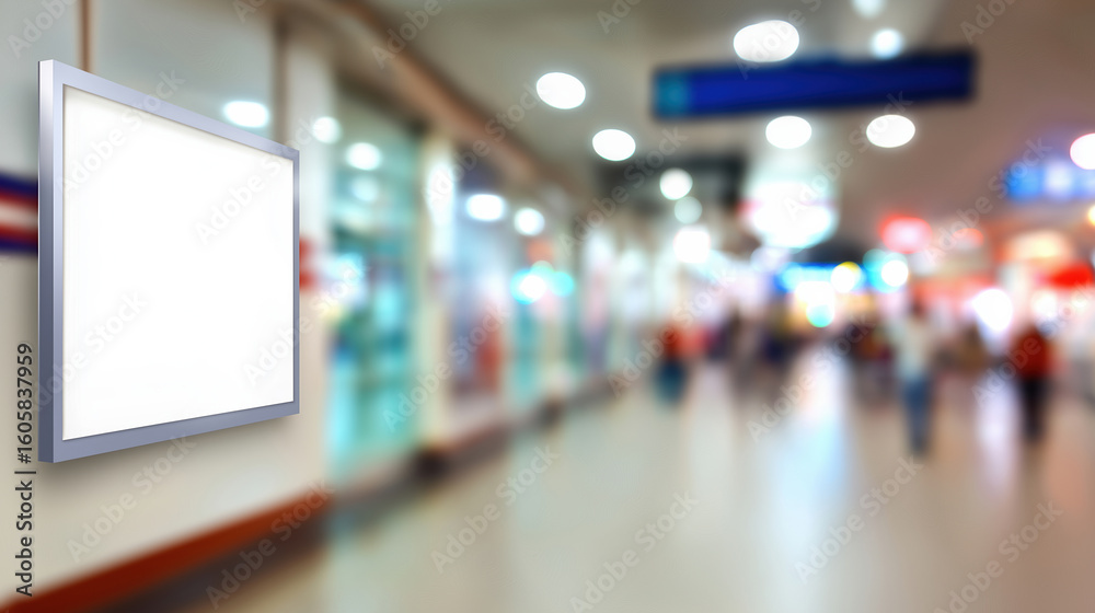 Fototapeta premium Blank advertisement space in a bustling urban shopping center